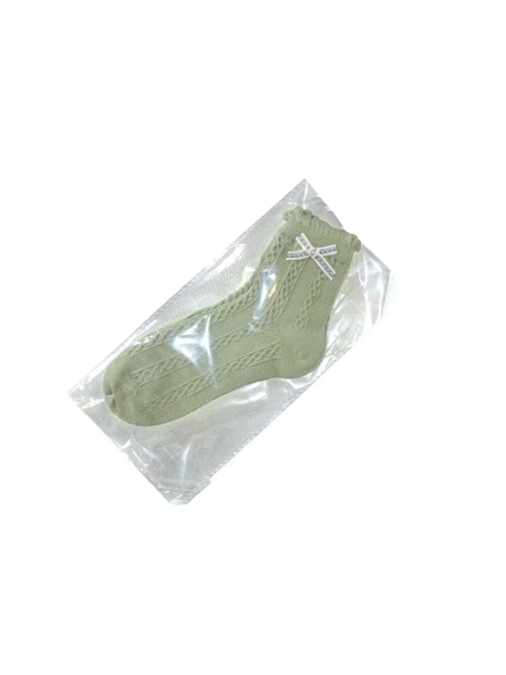 New 4 Pack Girls Dressy Church Socks Bow Accent Size XL Green Beige Black Yellow